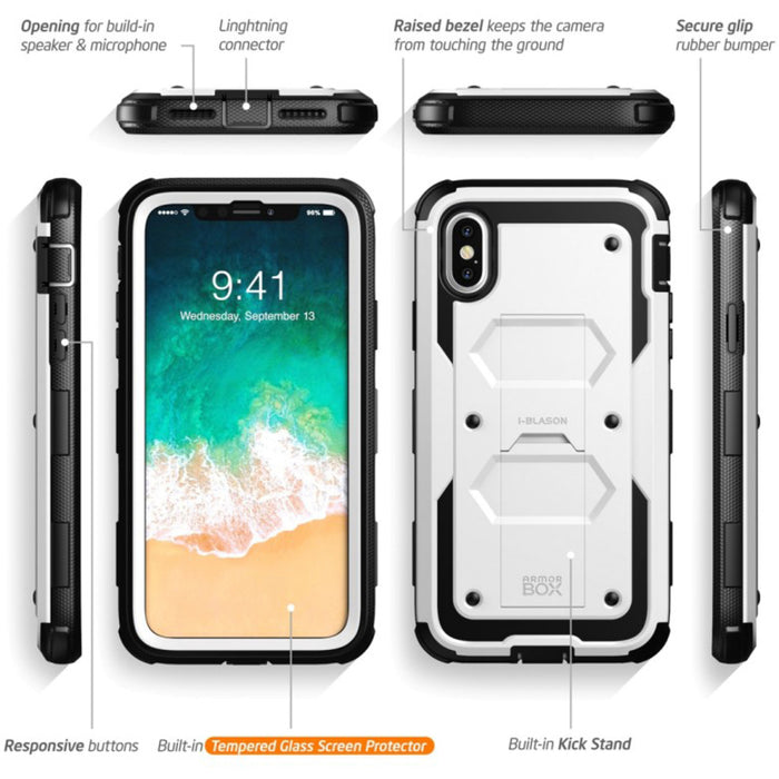 i-Blason Armorbox Carrying Case (Holster) Apple iPhone X Smartphone - White