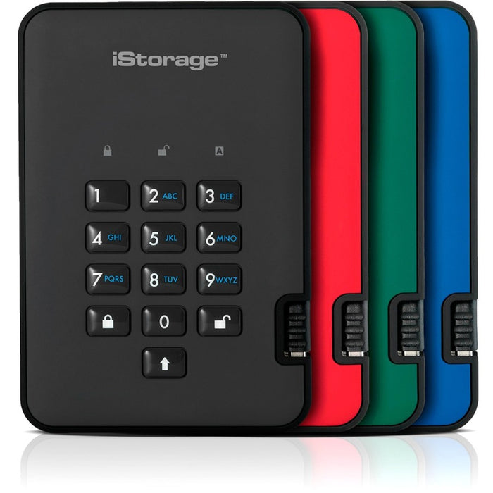 iStorage diskAshur2 3 TB Portable Rugged Hard Drive - 2.5" External - Red - TAA Compliant