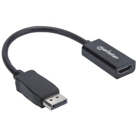 Manhattan DisplayPort 1.1 to HDMI Adapter Cable, 1080p@60Hz, Male to Female, Black, DP With Latch, Not Bi-Directional, Three Year Warranty, Polybag