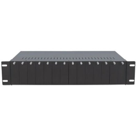 Intellinet 14-Slot Media Converter Chassis, Includes redundant power supply, 19" rackmountable, 2 U (With 2 Pin Euro Power Adapter)