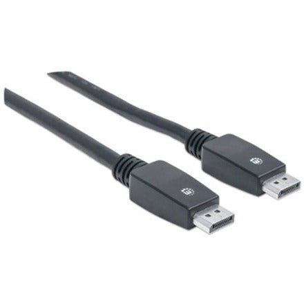 Manhattan DisplayPort 1.1 Cable, 4K@60Hz, 7.5m, Male to Male, With Latches, Fully Shielded, Black, Lifetime Warranty, Polybag