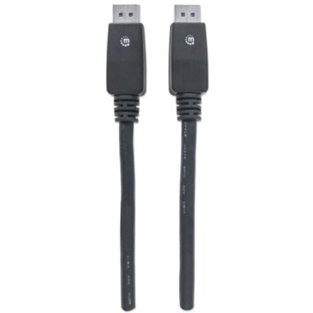 Manhattan DisplayPort 1.1 Cable, 4K@60Hz, 7.5m, Male to Male, With Latches, Fully Shielded, Black, Lifetime Warranty, Polybag