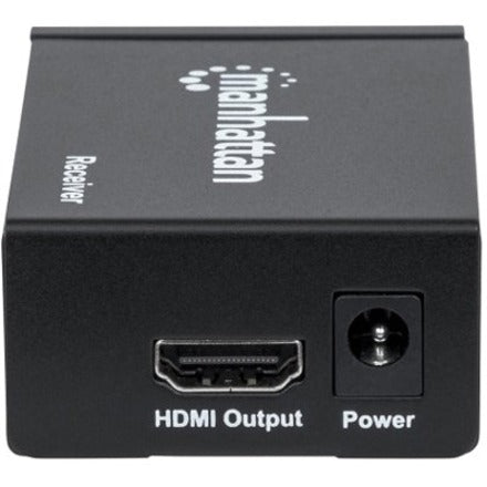 Manhattan 1080p HDMI Extending Receiver Unit, Receives One Input Signal from Transmitter up to 50m, Single Ethernet Cable per Receiver, use with 207829, Black, Three Year Warranty, With Euro 2-pin plug, Box