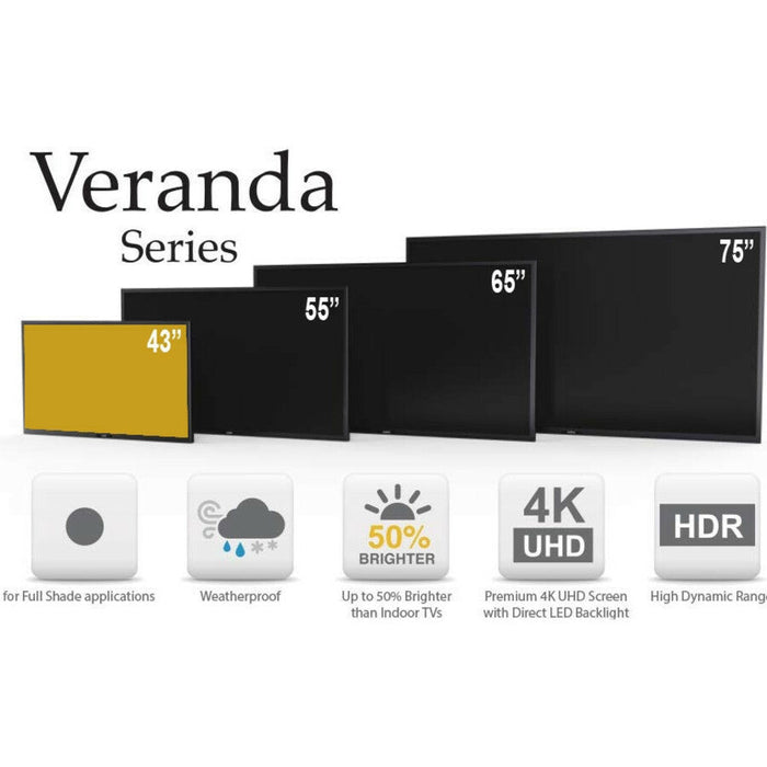 SunBriteTV Veranda SB-V-65-4KHDR-BL 65" LED-LCD TV - 4K UHDTV - Black