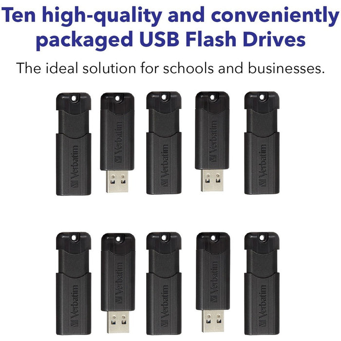 32GB PinStripe USB 3.2 Gen 1 Flash Drive - Business 10pk - Black