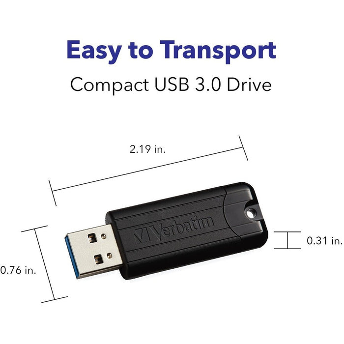 32GB PinStripe USB 3.2 Gen 1 Flash Drive - Business 10pk - Black