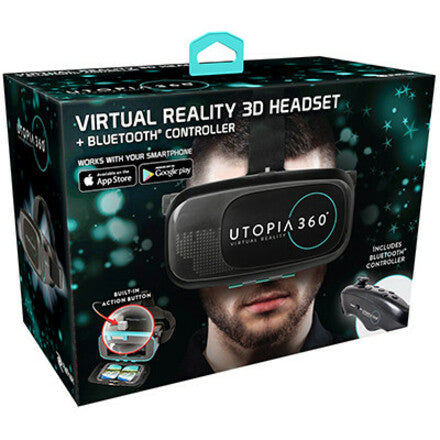 ReTrak Utopia 360&deg; VR Headset + Bluetooth Controller/Earbuds and Micro USB Charge Cable