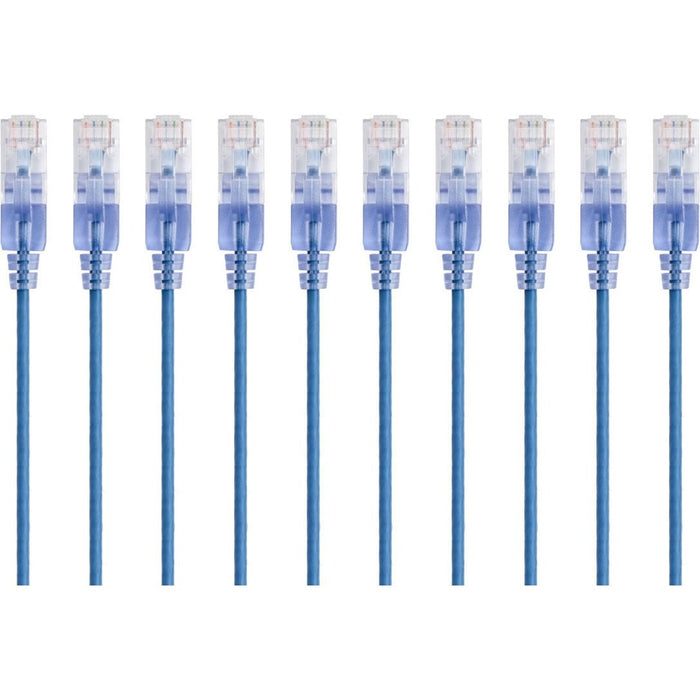 Monoprice 10-Pack, SlimRun Cat6A Ethernet Network Patch Cable, 3ft Blue