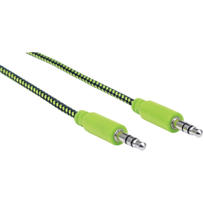 Manhattan 3.5mm Stereo Male to Male, Black/Green, 1 m (3 ft.)