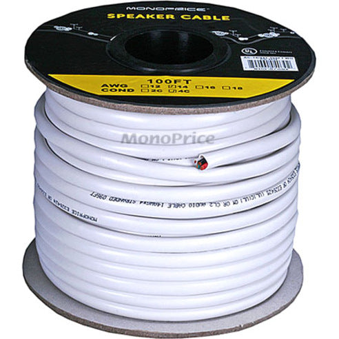 Monoprice 100ft 14AWG CL2 Rated 4-Conductor Loud Speaker Cable (For In-Wall Installation)