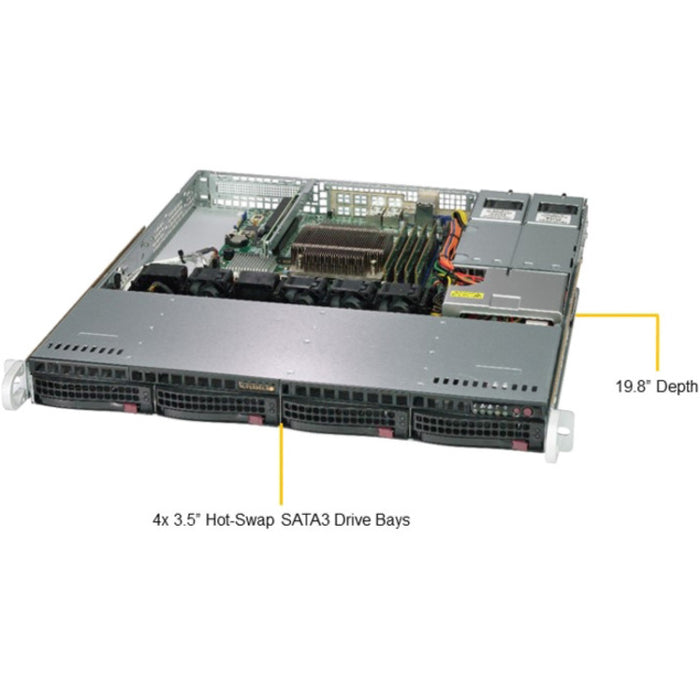 Supermicro SuperServer 5019C-MR Barebone System - 1U Rack-mountable - Socket H4 LGA-1151 - 1 x Processor Support