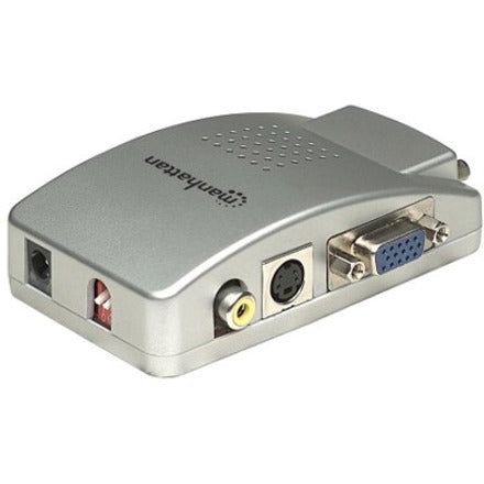 Manhattan PC TV Converter, Displays PC Monitor Signal on TV, Connects a VGA port to TV - ideal for computers without a TV-out connector, Three Year Warranty