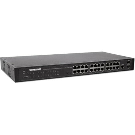 Intellinet 24-Port Network Switch, 24-Port (RJ45), Rackmount, Gigabit, 4 SFP, Ethernet Web-Smart, 10/100/1000 Mbit/ (With C14 2 Pin Euro Power Cord)