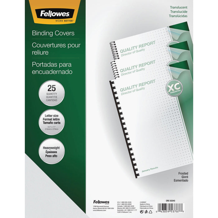 Fellowes Futura&trade; Presentation Covers Letter, Frosted 25 pack