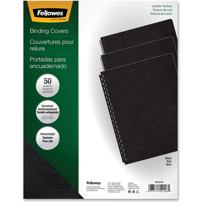 Fellowes Executive&trade; Presentation Covers - Oversize, Black, 50 pack