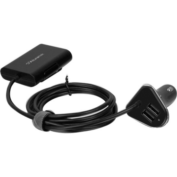 Aluratek 4-Port USB Car Charger with Extended Charging Ports
