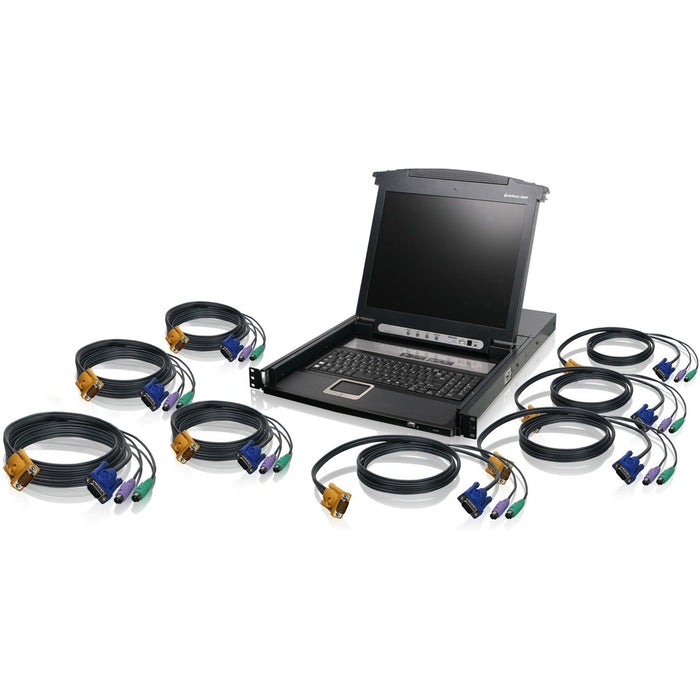 IOGEAR 8-Port LCD Combo KVM Switch with PS/2 KVM Cables