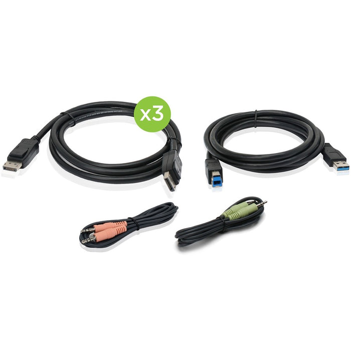 IOGEAR 4K Triple View DisplayPort Cable Kit with USB and Audio (TAA)