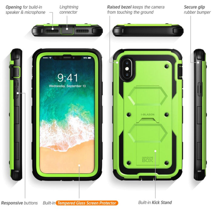 i-Blason Armorbox Carrying Case (Holster) Apple iPhone X Smartphone - Green