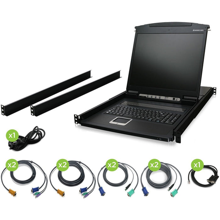 IOGEAR 8-Port 19" LCD KVM Drawer Kit with PS/2 and USB KVM Cables