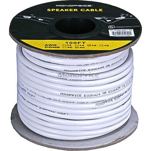 Monoprice 100ft 16AWG CL2 Rated 4-Conductor Loud Speaker Cable (For In-Wall Installation)
