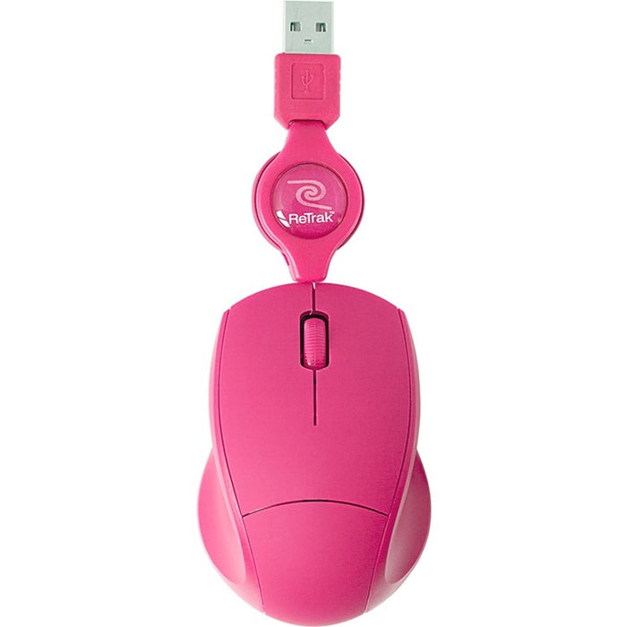 ReTrak Retractable Pink Optical Mouse