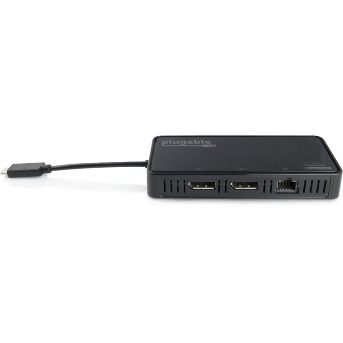 Plugable USB-C Dual 4K DisplayPort Adapter with Gigabit Ethernet for Windows