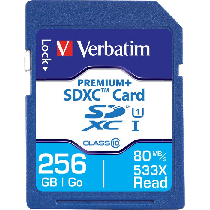 Verbatim 256GB PremiumPlus 533X SDXC Memory Card, UHS-I Class 10