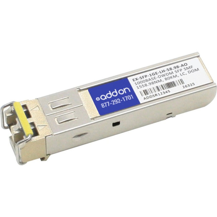 AddOn Juniper Networks EX-SFP-1GE-LH-58.98 Compatible TAA Compliant 1000Base-DWDM 100GHz SFP Transceiver (SMF, 1558.98nm, 80km, LC, DOM)