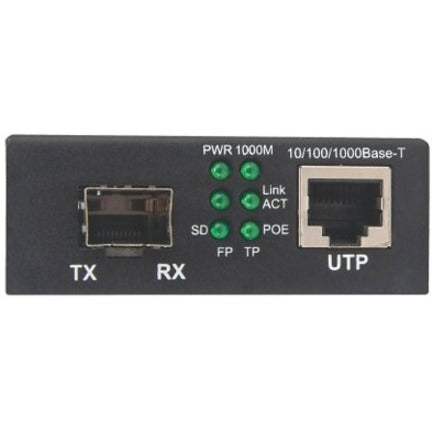 Intellinet Gigabit PoE+ Media Converter, 1 x 1000Base-T RJ45 Port to 1 x SFP Port, PoE+ Injector (With 2 Pin Euro Power Adapter)