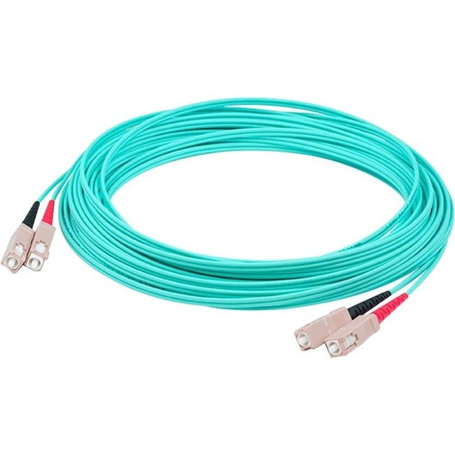 AddOn 37m SC (Male) to SC (Male) Straight Aqua OM4 Duplex Plenum Fiber Patch Cable