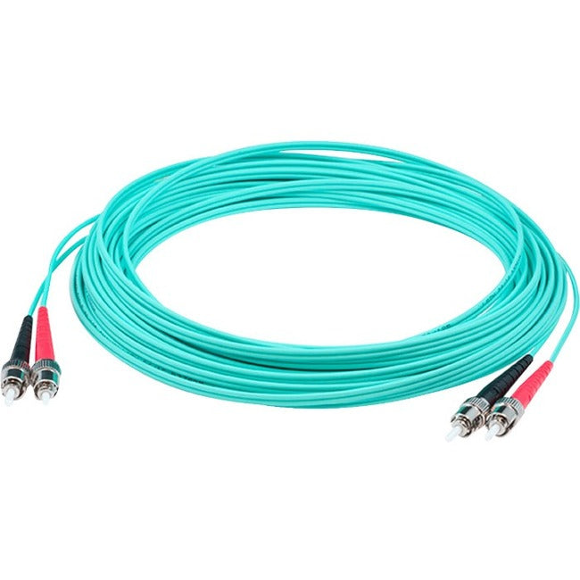AddOn 10m ST (Male) to ST (Male) Straight Aqua OM4 Duplex Plenum Fiber Patch Cable