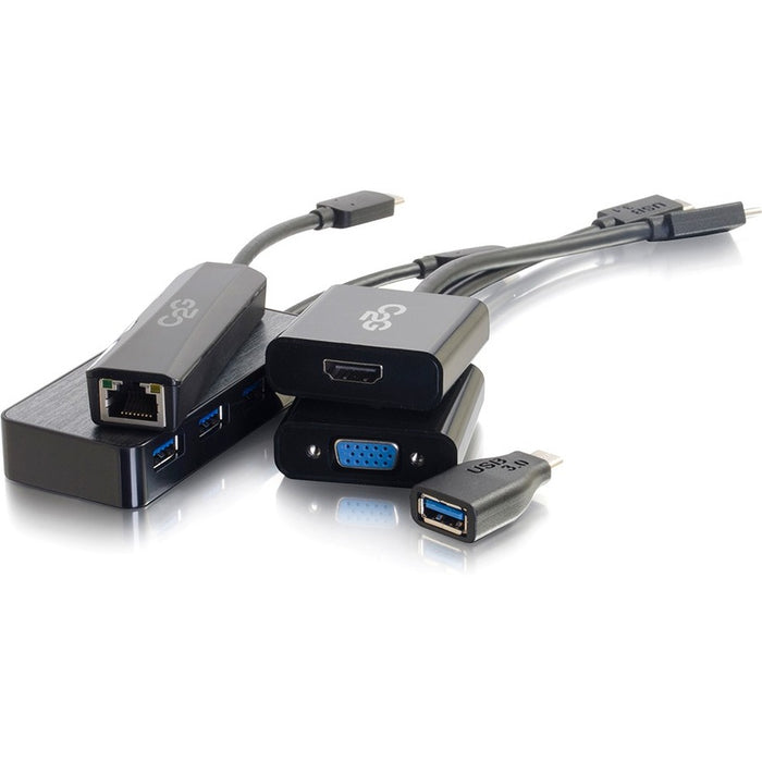 C2G USB-C to HDMI, VGA, Ethernet, or USB-A Essential Adapter Kit