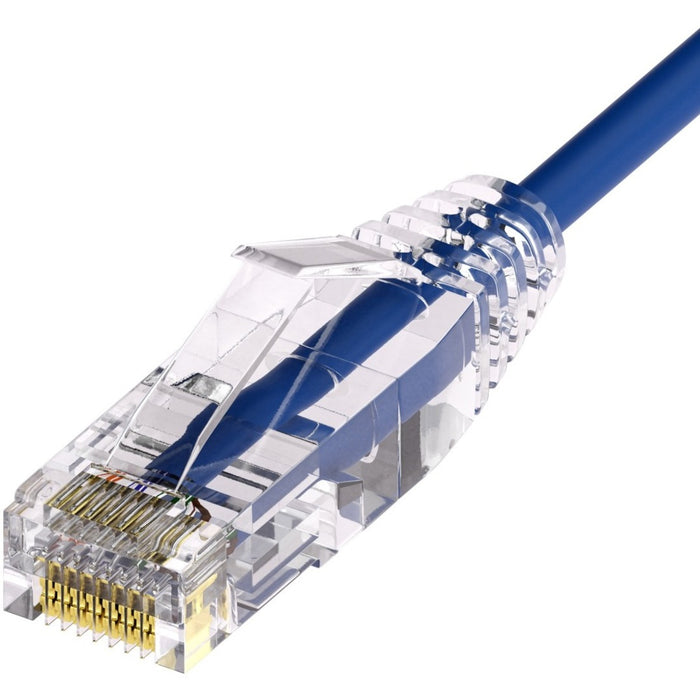 Unirise ClearFit Slim 28AWG Cat6A Patch Cable, Snagless, Blue, 9ft