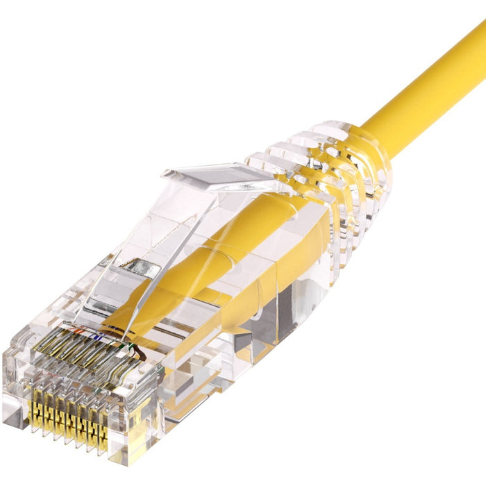Unirise ClearFit Slim 28AWG Cat6A Patch Cable, Snagless, Yellow, 10ft