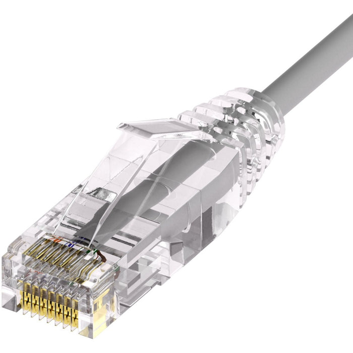 Unirise ClearFit Slim 28AWG Cat6A Patch Cable, Snagless, Gray, 10ft