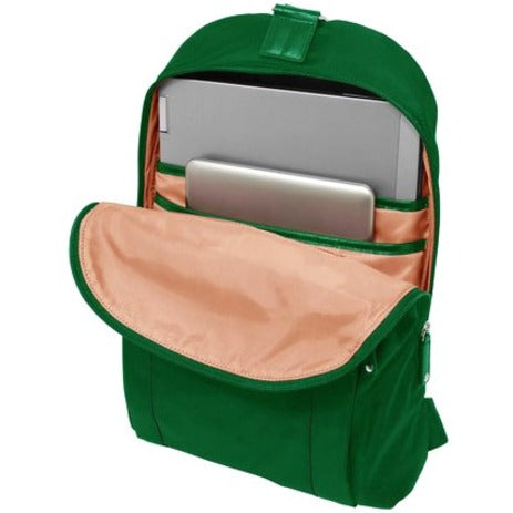 WIB Miami City Slim Backpack for up-to 14.1" Notebook , Tablet, eReader - Green - Twill Polyester