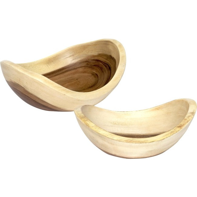 Lipper Acacia Slab Boat Shape Bowls, Set of 2