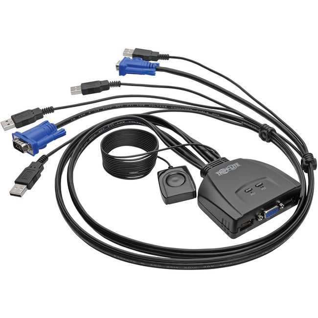 Tripp Lite 2-Port USB-VGA Cable KVM Switch with Cables and USB Peripheral Sharing