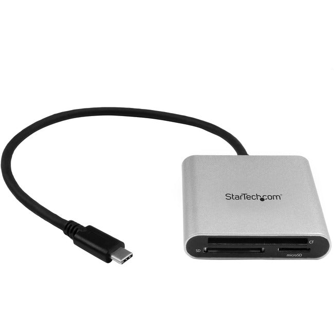 Star Tech.com USB 3.0 Flash Memory Multi-Card Reader - Writer with USB-C - SD microSD and CompactFlash Card Reader w- Integrated USB-C Cable