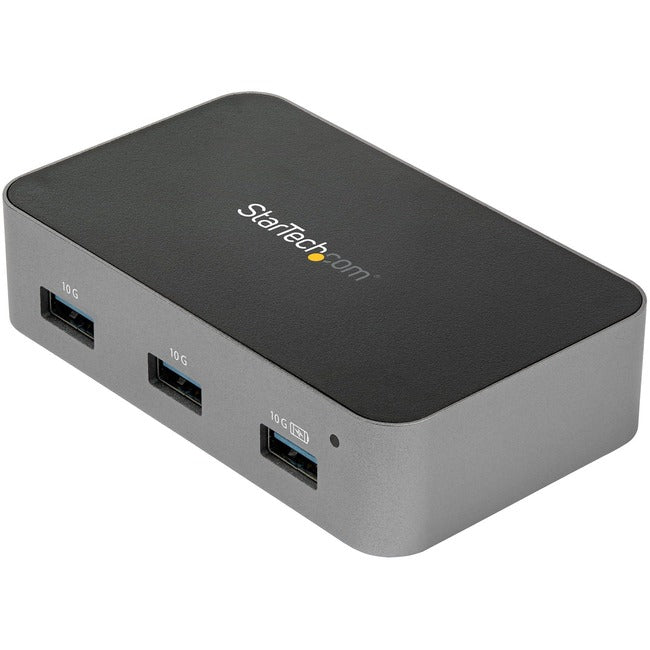StarTech.com 4 Port USB C Hub with Power Adapter, USB 3.1-3.2 Gen 2 (10Gbps), 4x USB Type A, Self Powered, Fast Charge Port, Mountable