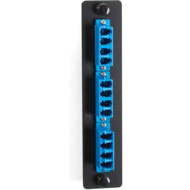 Black Box Standard Adapter Panel, Ceramic Sleeve, (6) LC Duplex Pairs, Blue