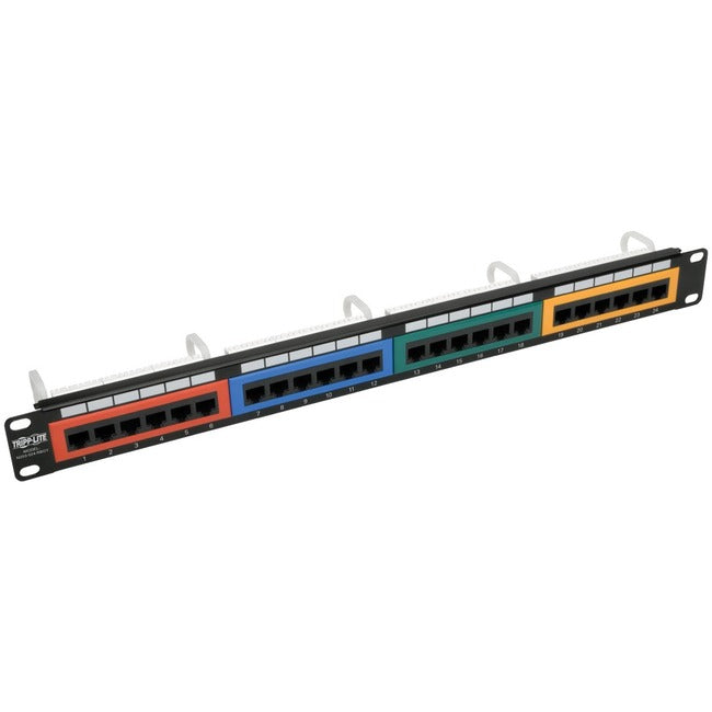 Tripp Lite 24-Port 1U Rack-Mount 110-Type Color-Coded Patch Panel, RJ45 Ethernet,568B, Cat6