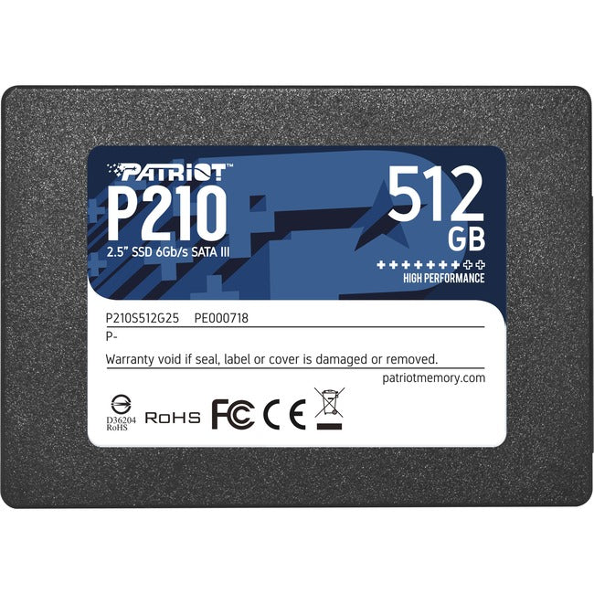 Patriot Memory P210 P210S512G25 512 GB Solid State Drive - 2.5" Internal - SATA (SATA-600)