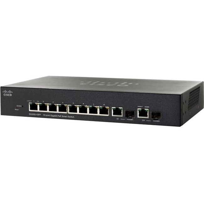 Cisco 10-port Gigabit Smart Switch, PoE (SG200-10FP-NA)