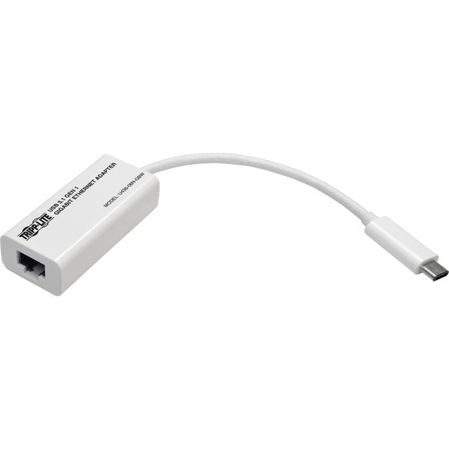 Tripp Lite USB-C to Gigabit Ethernet NIC Network Adapter 10-100-1000 Mbps White