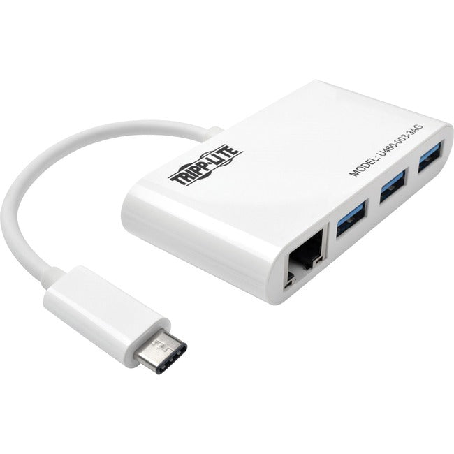 Tripp Lite 3-Port USB-C to USB-A Hub Portable w- Gigabit Ethernet Port RJ45